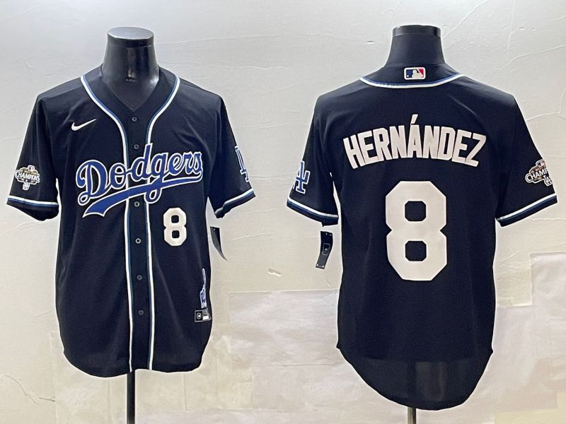 Men Los Angeles Dodgers 8 Hernandez Black Fashion Game 2025 Nike MLB Jersey style 30618